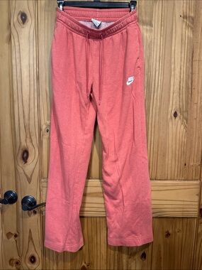 Nike Coral Wide-Leg Sweatpants with White Swoosh